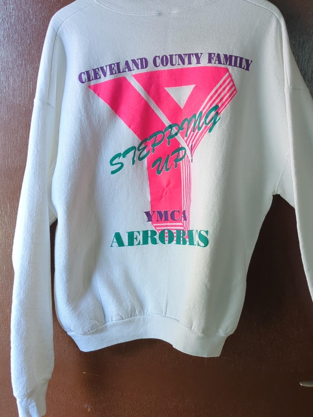 White 'Aerobics Instructor' Crewneck Sweatshirt Size L - Picture 3 of 3